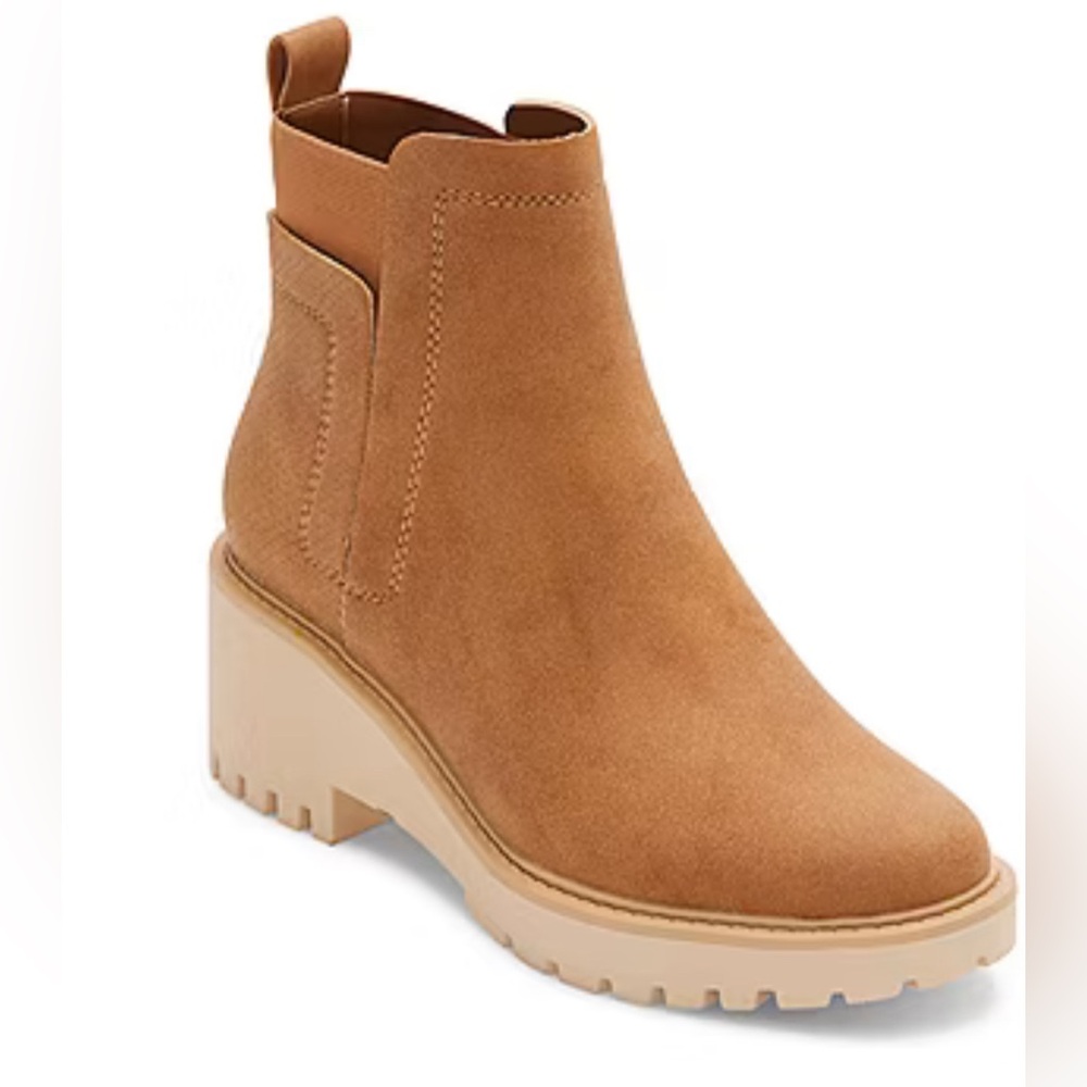a.n.a Womens Dorick Block Heel Booties in Cognac Sz 6